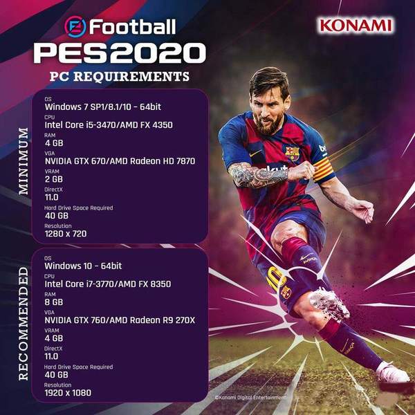 实况足球2020配置要求，PC版实况足球2020推荐配置